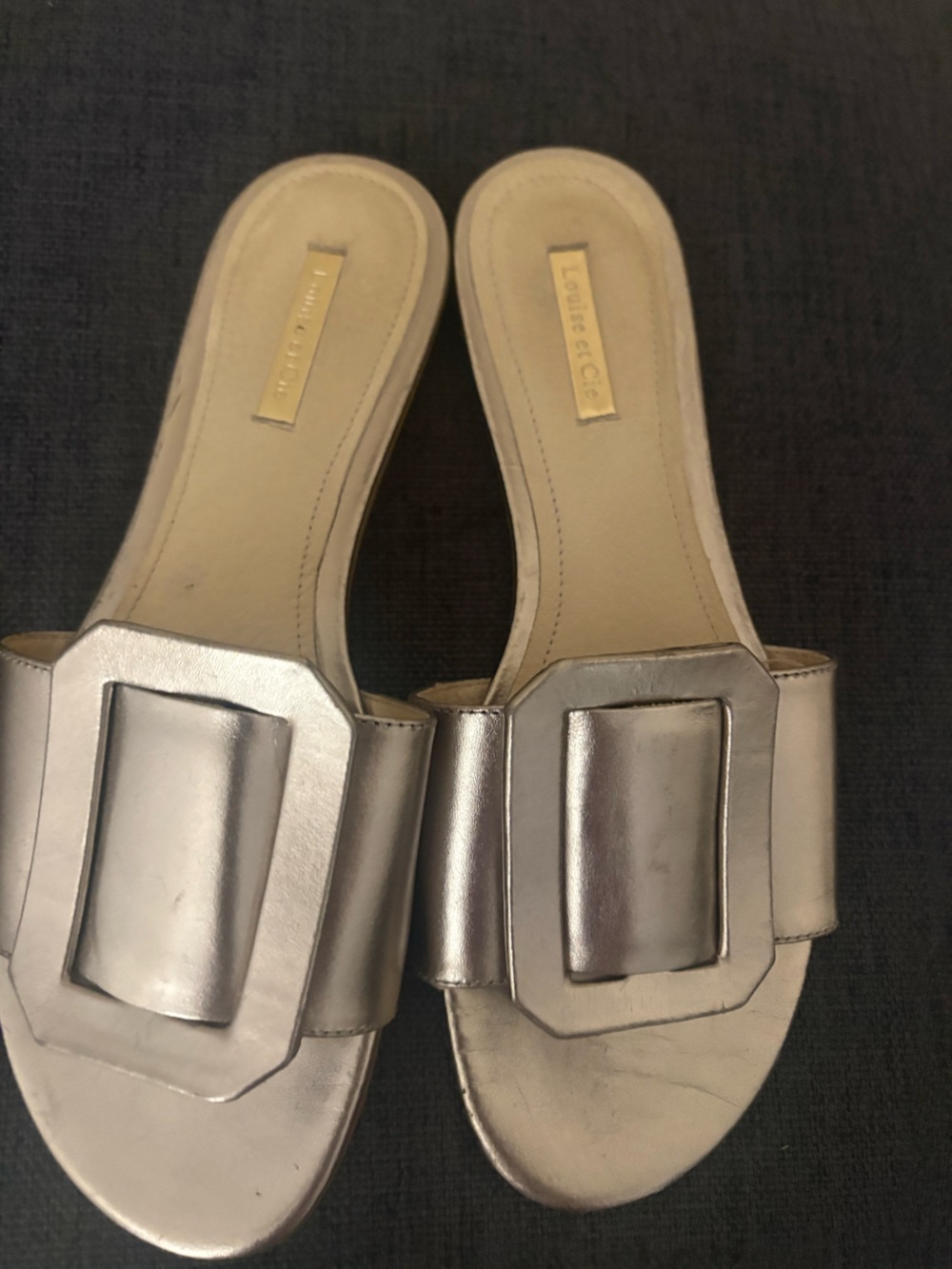 Women’s Louise et Cie Gold Open Toe Slides Size 8.5 Used